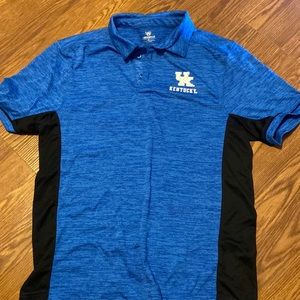 Men’s size small, University of Kentucky blue and black shirt with collar